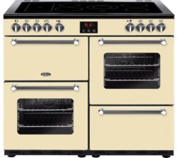 BELLING  Kensington 100E Electric Ceramic Range Cooker - Cream & Chrome